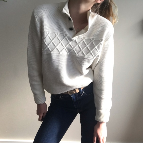 🛑SOLD🛑 CHAPS White Knit Henley Sweater - Picture 2 of 4